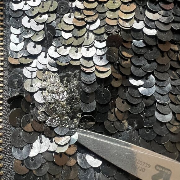 French Collizioni Size S Black Vintage Sequin Embroidered Patches Moto Jacket - Picture 10 of 16